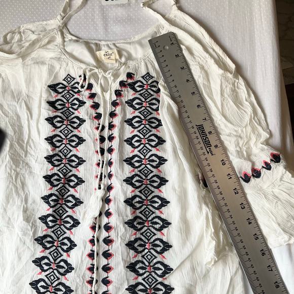 Exist Women Dress size M Half Sleeve Off Shoulder Vneck Above Knee Embroid White - Picture 4 of 8